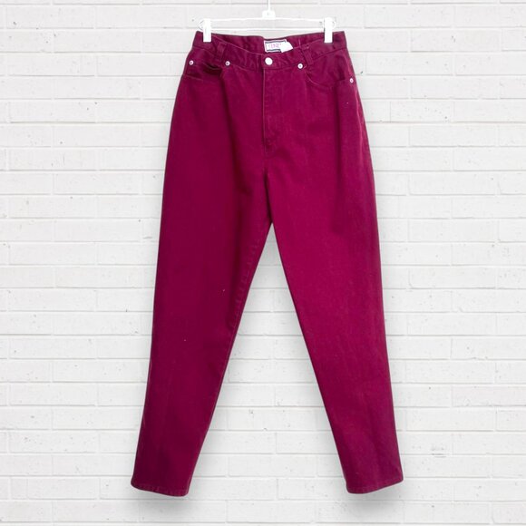 CENZA Vintage Y2K 90s High Rise Waist Burgundy Maroon Red Mom Denim Jeans 10 - Picture 1 of 4